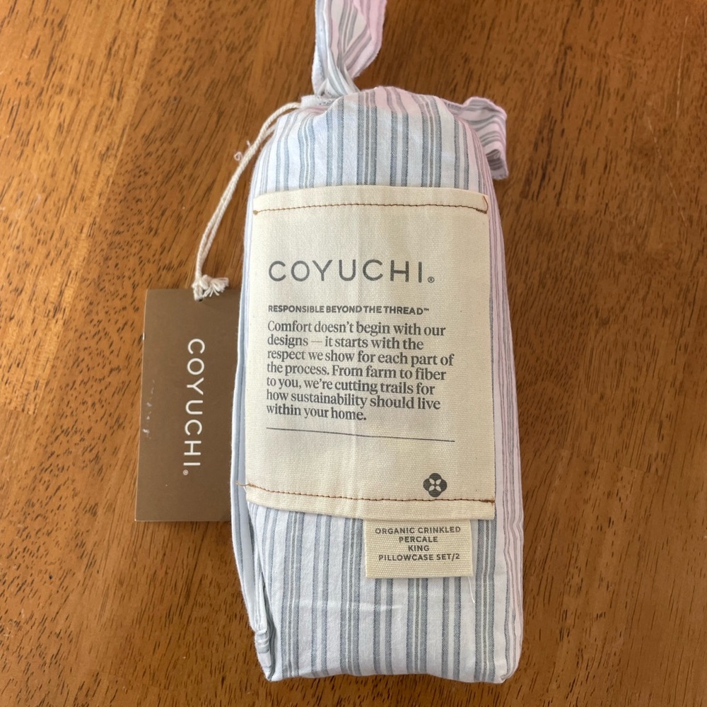 NEW Coyuchi Striped Organic Percale Pillowcase Set